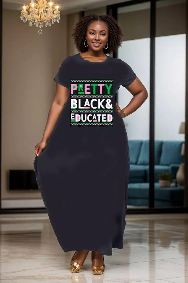 23006 - Pretty Black & Educated Maxi Dress - One Size (3-PCS PRE-PACK) ($20.00 Each)