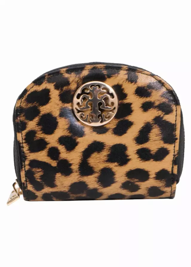 Rebecca & Rifka Round Leopard Print Accordion Wallet