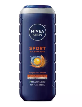 NIVEA MEN Sport 3-in-1 Body Wash, Tangerine and Pepper, 16.9 FL OZ