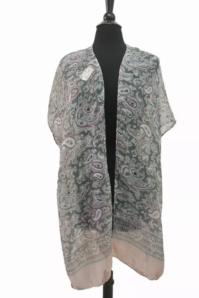 QC203 Paisley Print Spring Kimono — Pink