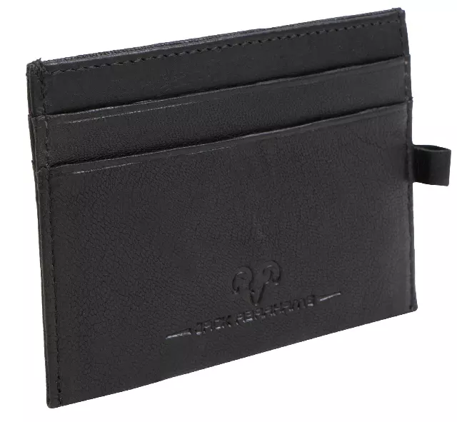 Jack Abrahams Goat Nappa Leather Card Case Minimalist Wallet Black — BLACK-001