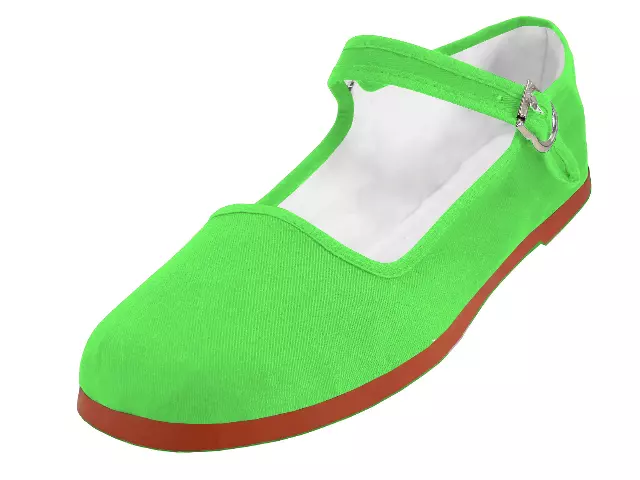 T2-114L - Women's "Easy USA" Cotton Upper Classic Mary Jane Shoes — Green (T2-114L-Green) / 35