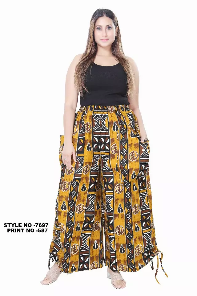 7697 - Ankara Pants With Drawstring side (3 PCS PRE-PACK) - $20.00 Each — One Size (4 - 24) / Print-587