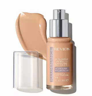 Revlon Illuminance Skin-Caring Liquid Foundation, Hyaluronic Acid, Hydrating and Nourishing Formula with Medium Coverage, 317 Tan Sand, 1 fl oz