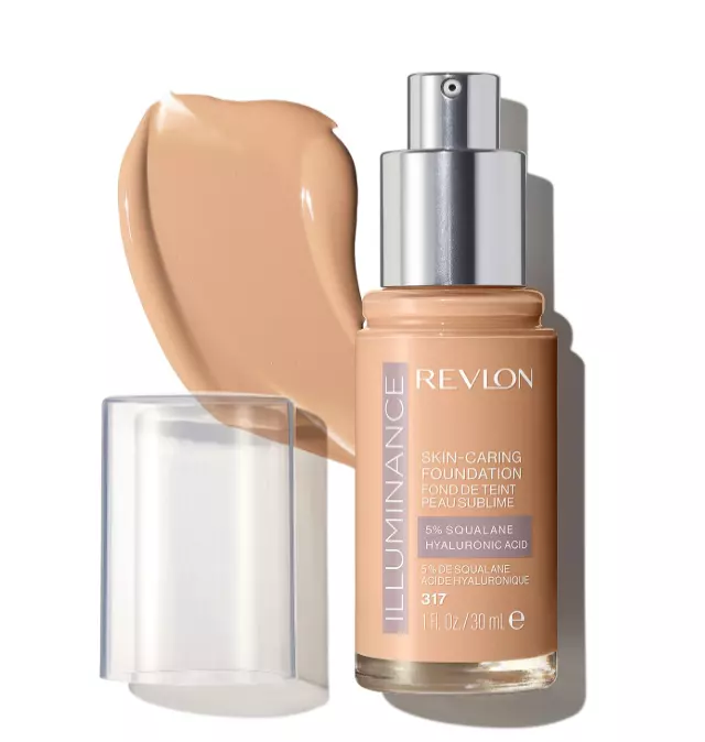 Revlon Illuminance Skin-Caring Liquid Foundation, Hyaluronic Acid, Hydrating and Nourishing Formula with Medium Coverage, 317 Tan Sand, 1 fl oz
