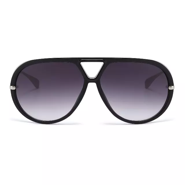 Luxury Aviator Sunglasses with Oversized Shield Silhouette and Metal Arms SK11144