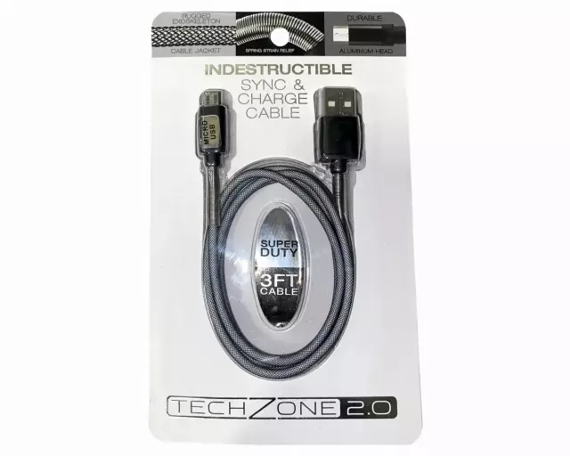 Charging Cable Indestructible USB to Micro USB 3FT - 6 Pieces Per Pack 40079