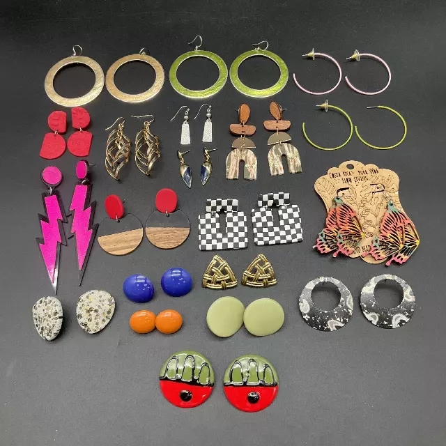 Mixed Fashion Earrings Jewelry Lot 20 Pairs Pierced Geometric Acrylic Boho