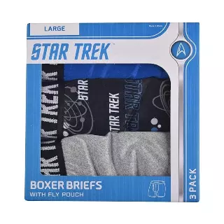 Wholesale Lot Of 1,080 3-Pack Star Trek Ultra Soft Men’s Boxer Briefs – Sizes S-XL – MSRP $18.99 Each Pack – Your Price Per Pack Is Only $3.75 Each