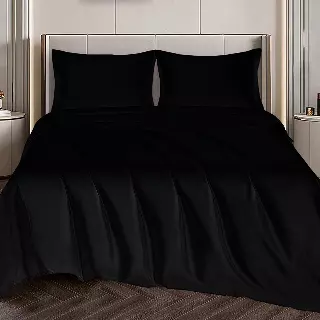 Silky-Soft Satin Sheet Set (4-Piece) — Black / King