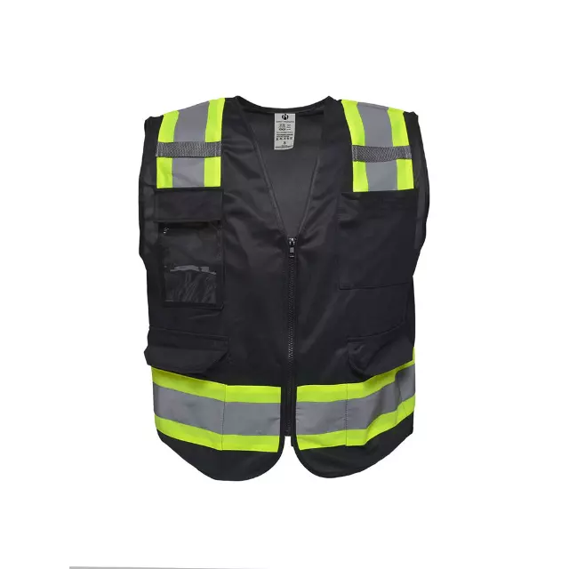 MEN'S HIGH VIS VEST Style #MV195 - $6.00/ Unit MINIMUM 24 PCS - PLEASE SEE DESCRIPTION - S-2XL — Safety Black