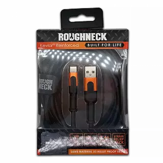 Charging Cable Roughneck Soft Cloth USB to USB-C 10FT 2.4 Amp - 4 Pieces Per Retail Ready Pack 41593