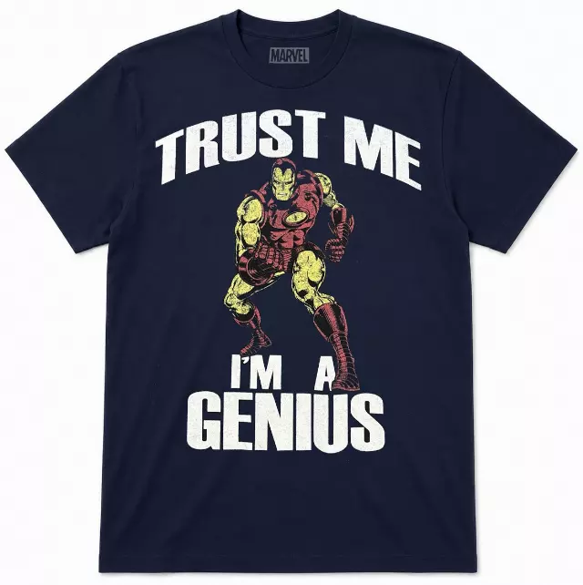 MARVEL IRON MAN TRUST ME T-SHIRT NAVY