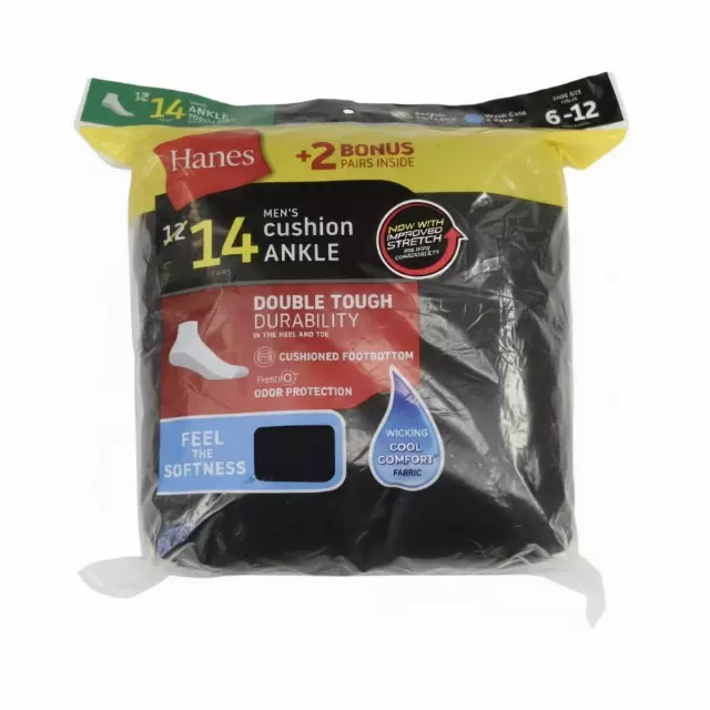 #9-H-23SA Men’s ‘Hanes’ Cushion Ankle Socks – $5.00 Per 12 Pair Pack (12 Packs)