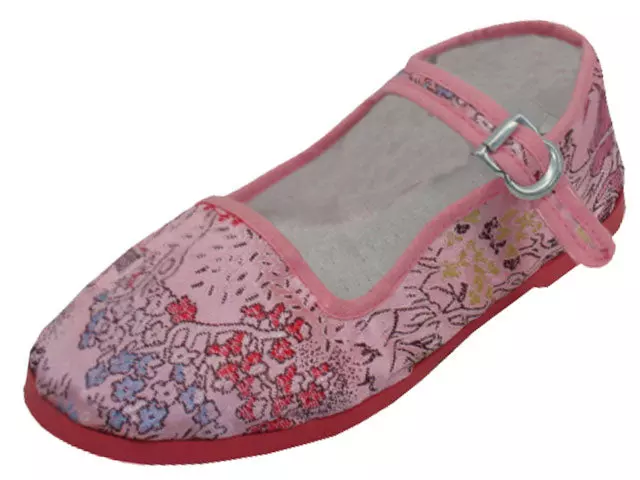 T2-119C - Youth's Satin Brocade Upper Classic Mary Jane Shoes — Pink (T2-119C-P) / 27-34 Assorted