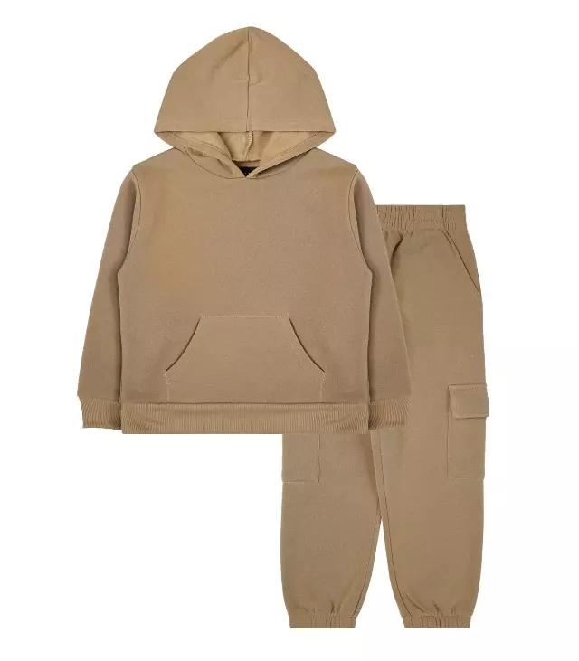 Boys’ 2PC Fleece Set #N23 — Beige / 8-10-12-14-16