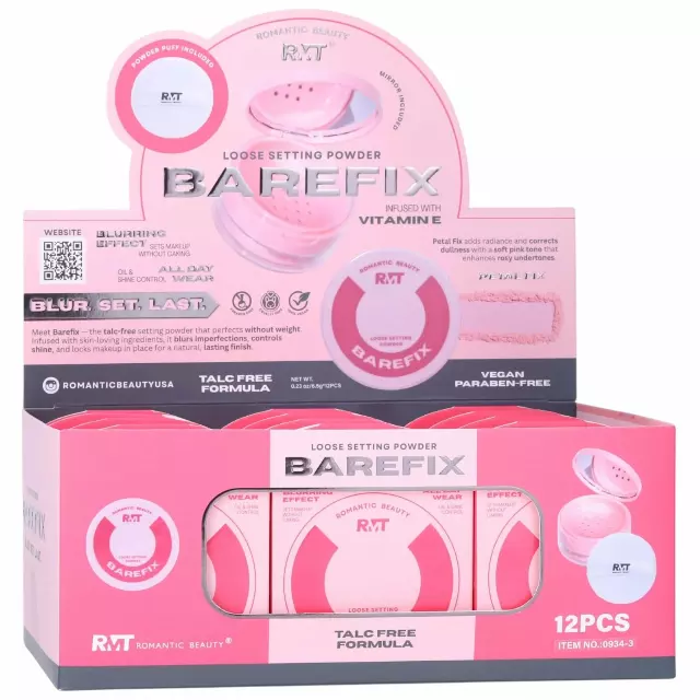 Romantic Beauty Barefix Loose Setting Powder - Wholesale Display 12 Units (0934-3)