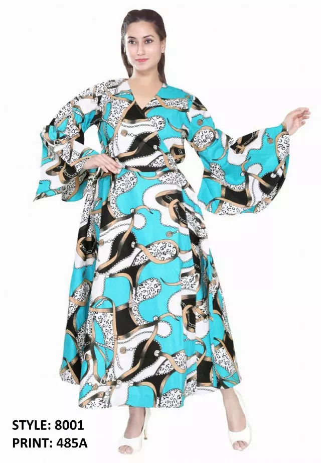 8001 - NEW PRINT ALERT!!! African Print Wrap Dress (3/pk) Free Size - $20.00 Each — Free Size / Print-485