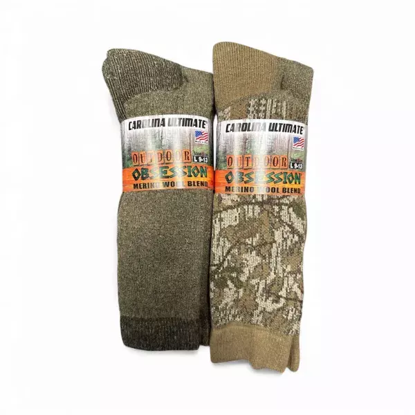 Wholesale Lot Of 30 “Carolina Obsession” Merino Wool Boot Socks (2 Pair Packs, Assorted Colors) Each $4.74
