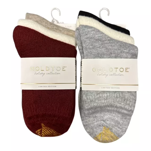 #6-GT-1759057 ‘Gold Toe’ Fuzzy Midi Crew Socks (Shoe Size 6-9) – $3.60 Per 3 Pair Pack (20 Packs)