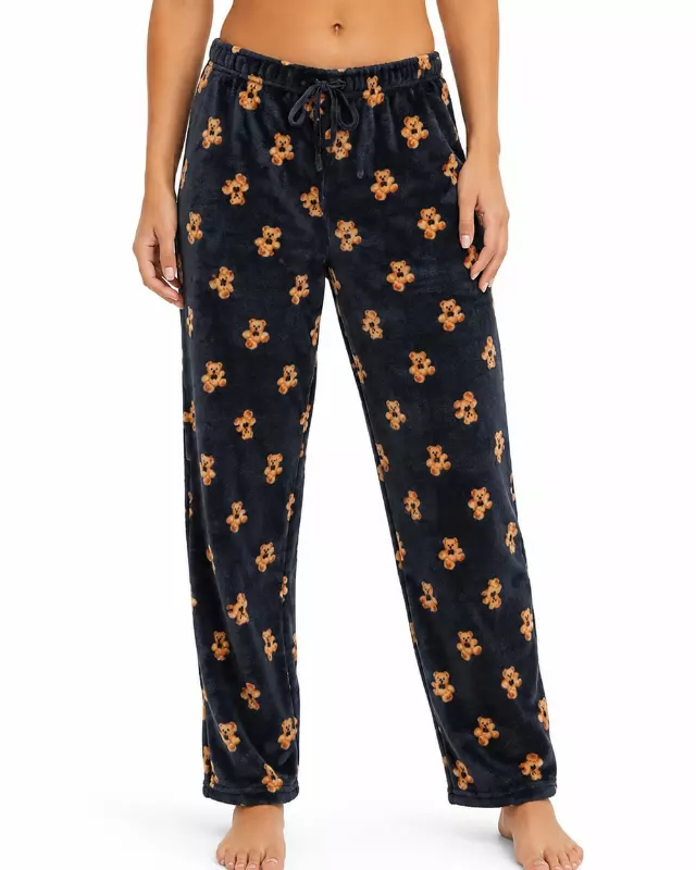 Ladies' Micro Polar Lounge Pants #08 — Black / S-M-L-XL