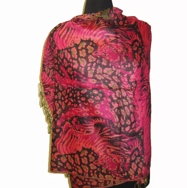 1905 Animal Print Pashmina — Fuchsia