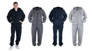 Men's Sherpa Lined Sweatshirt and Sweatpants Set-Open Stock Available- Style #MFJ605- $15.00/ Unit OPEN STOCK MINIMUM 12 PCS — S-2XL (WHOLESALE) / Black