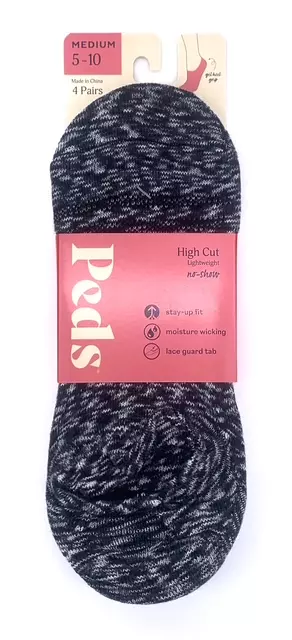 #6-PD-1882 Women’s ‘PEDs’ High Cut No Show Socks – $.40 Per 4 Pair Pack (21 Packs)