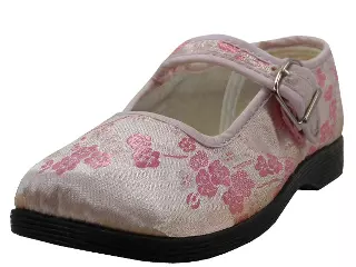 T2-113G - Youth's "Easy USA" Satin Brocade Mary Jane Shoes — Pink (T2-113G-P) / 1-4 Assorted