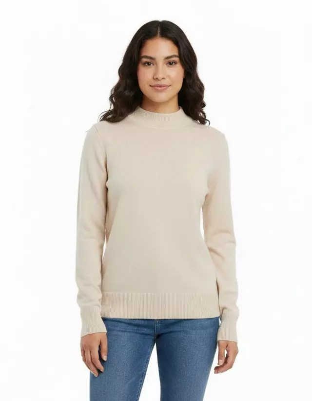 Mock Neck Sweater — Beige / S/M-L/XL