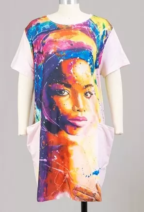 22053 ON SALE!! Face Print Tunic Dress - One Size (3-PCS PRE-PACK) ($10.00 Each)