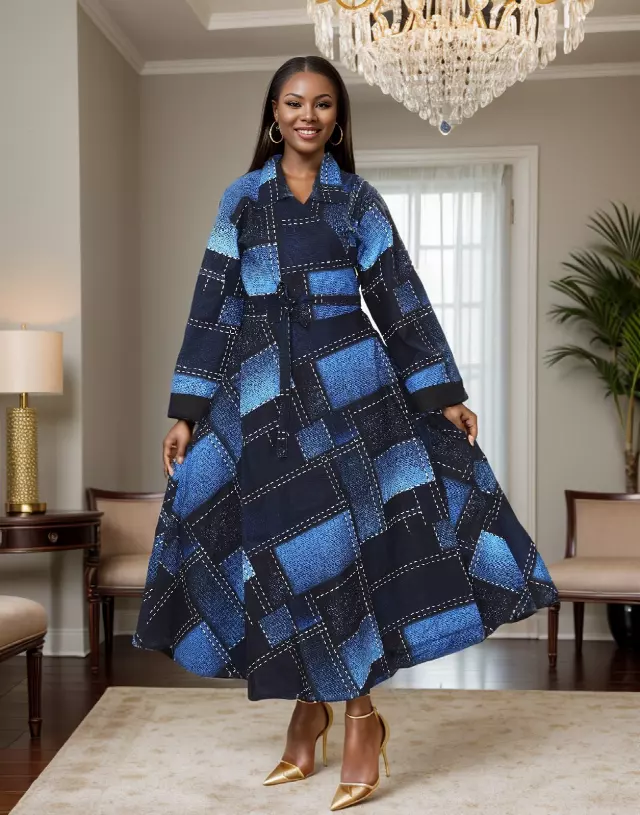 8007 - Collared Wrap Dress (3/pk) Free Size - $25.00 Each — Free Size / Print-604
