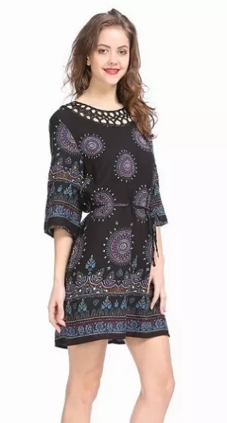 #575-3609 Printed 3/4 Sleeve Sundress – S-XL- $8.00 each (12 Pieces)