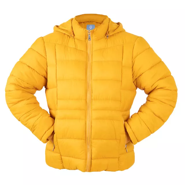 Women’s 20D Solid Full Zip Puffer Jacket - Style #LJ323 - $15.00/Unit 12 PC — S-XL (WHOLESALE) / Mustard