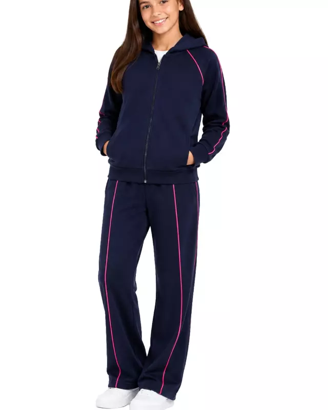 Girls' Hoodie & Track Pants Set #N18 — Navy / 6-8-10-12-14