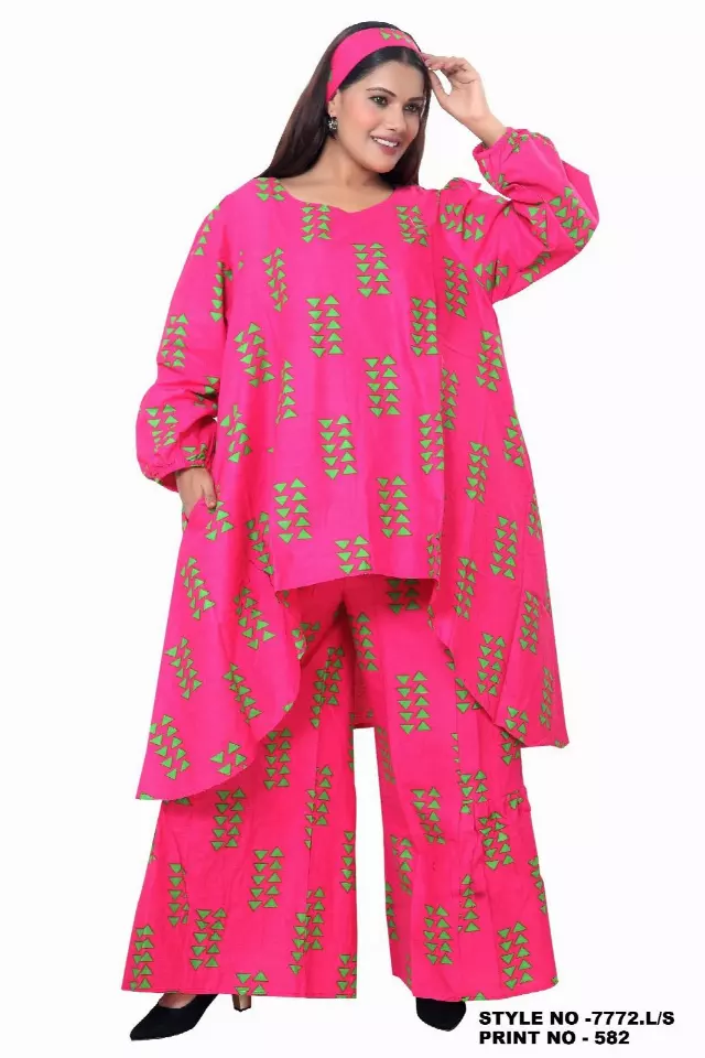 7772LS Authentic African Print 2pc Pant Set (Long Sleeves) - $30.00 Each (3 pcs per pack) — Free Size / Print-582
