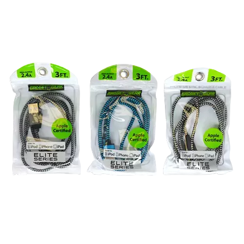 Charging Cable Elite USB to Lightning 3FT 2.4 Amp - 3 Pieces Per Pack 21154
