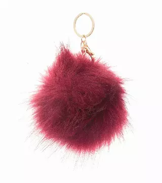 Rebecca & Rifka Faux Fur Pom Pom Keychain/Bag Charm — PLUM