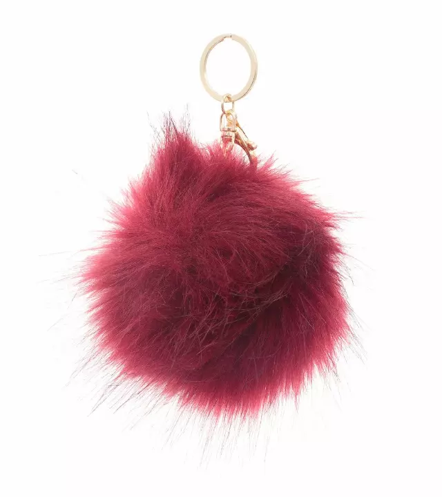 Rebecca & Rifka Faux Fur Pom Pom Keychain/Bag Charm — PLUM