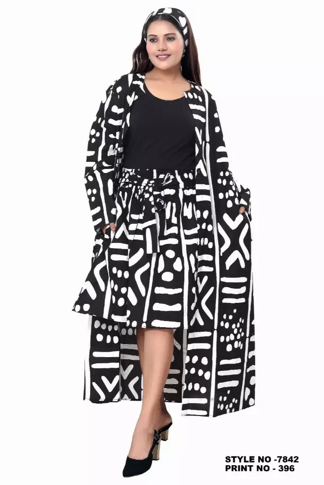 7842 Authentic African Print 2pc Duster + Short Skirt Set - $25.00 Each (3 pcs per pack) — Free Size / Print-396