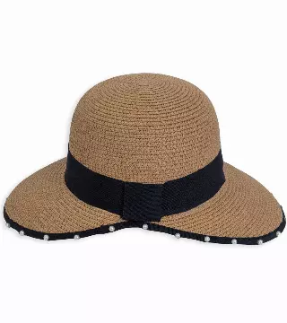 Magid Pearl Brim Ribbon Straw Garden Hat — TOAST