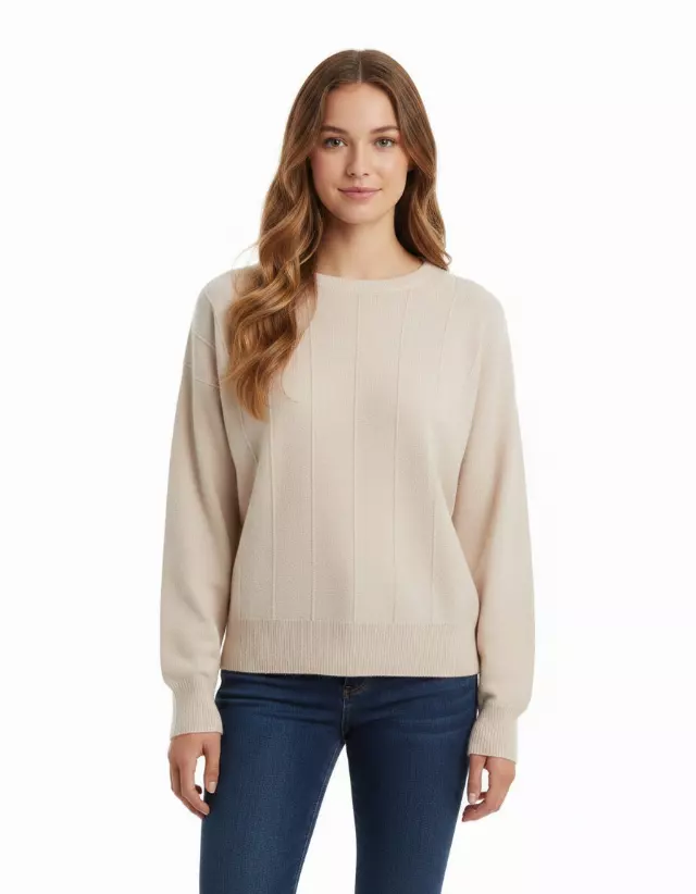 Stripe Detail Sweater #02 — Beige / S/M-L/XL