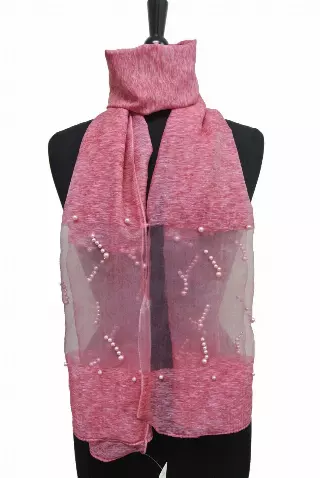 SH103 Sheer Spring Scarf with Pearl — Berry