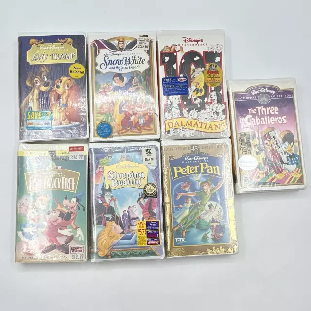 Disney VHS Movie Lot 7 Tapes Sealed Masterpiece Collection Clamshell Vintage