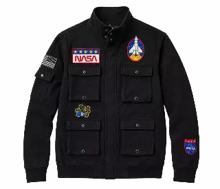 NASA LOGO MILITARY CARGO JACKET BLACK NZAZ2945