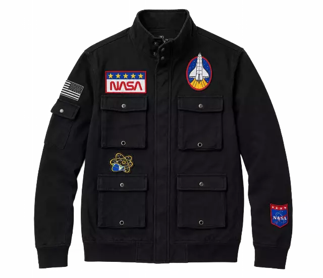 NASA LOGO MILITARY CARGO JACKET BLACK NZAZ2945