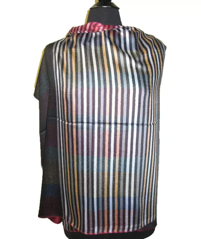 10982 Stripe Design Pashmina — Grey