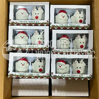 Santa & Rudolph Ceramic Tidbit Bowl Set · 160 units