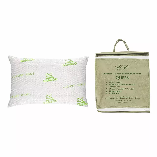 2-Pack: Bamboo Memory Foam Cooling Hypoallergenic Pillows — King