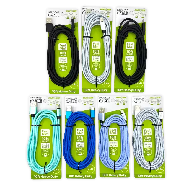 Charging Cable Wing Rack Kit Assortment 10FT - 10 Pieces Per Pack 88584